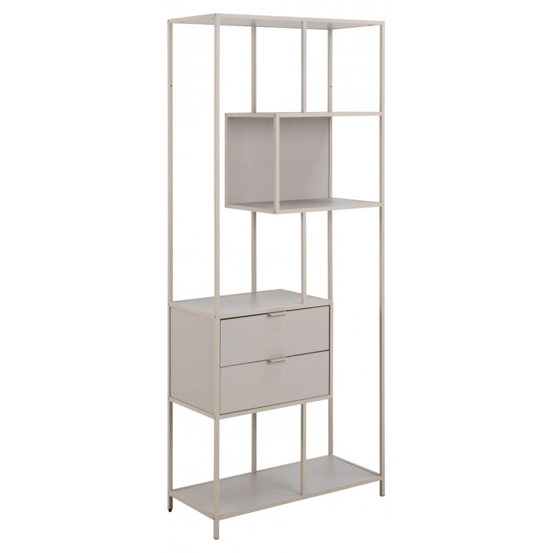 Seaford Reol med Skuffer og Asymmetriske Hylder – Grå - 77 x 35 x 185 cm billede