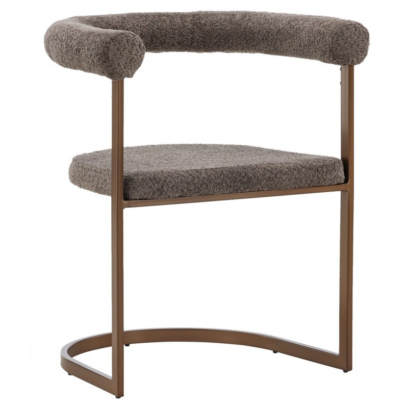 VENTURE DESIGN Morning spisebordsstol, m. armlæn - brun/grå bouclé stof og stål