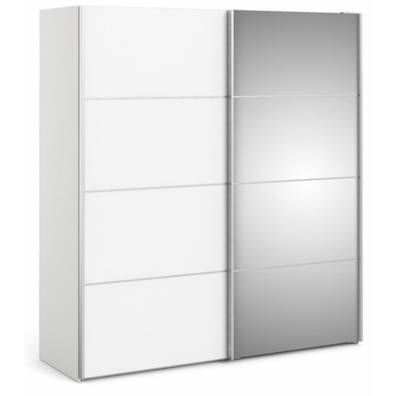 Palermo klædeskab 182 cm bred - Hvid/Spejl billede