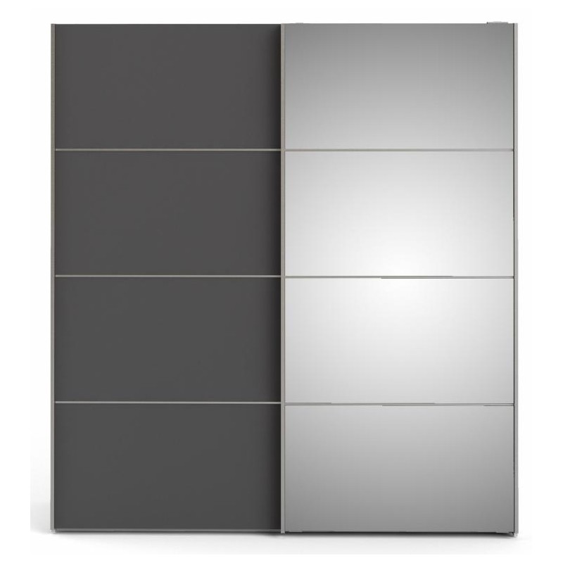 Palermo klædeskab 182 cm bred med spejl - Hvid/Grå