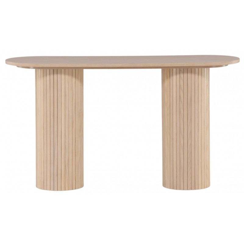 Bianca konsolbord oval - Hvidkalket finer 130 x 40 billede