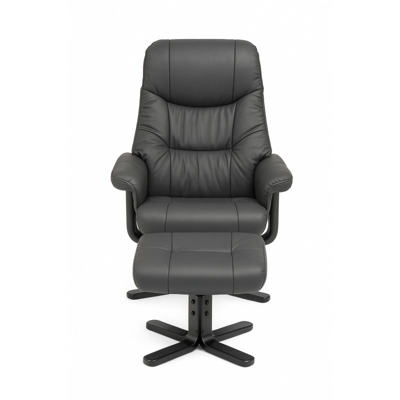 Cosy lænestol med skammel Sort læder