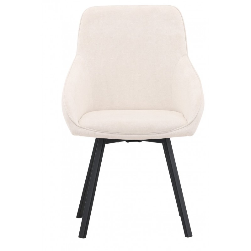 VENTURE DESIGN Rosie spisebordsstol, m. armlæn - beige stof og sort stål