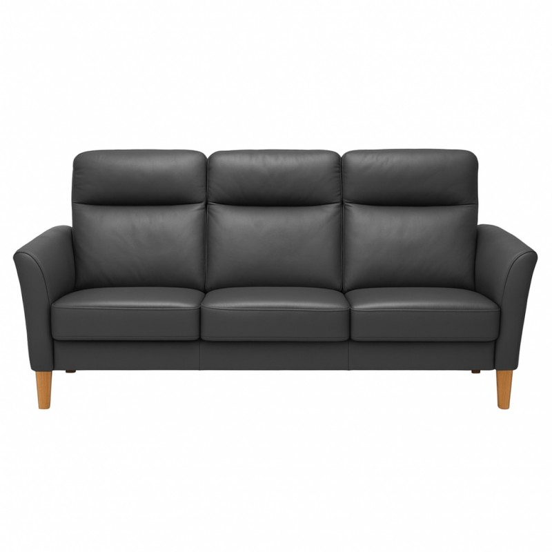 Sæby 3 pers sofa Sort Lædersofa