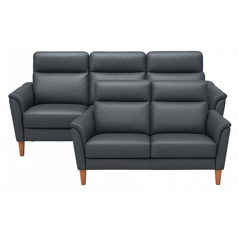 Sæby sofasæt Sort Lædersofa