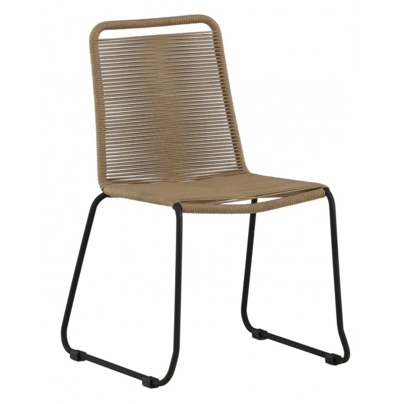 VENTURE DESIGN Lindos havestol - beige polyester reb og sort stål