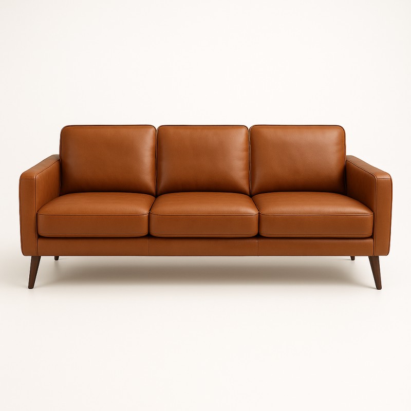 Hvidovre 3 personers lædersofa Cognac