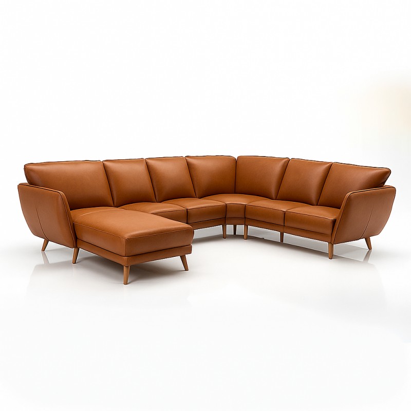 Liam Læderhjørnesofa Cognac - Venstrevendt