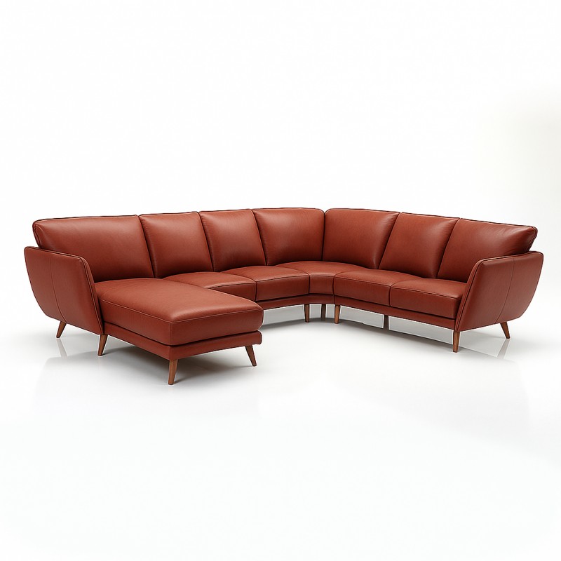 Liam Læderhjørnesofa Rød - Venstrevendt