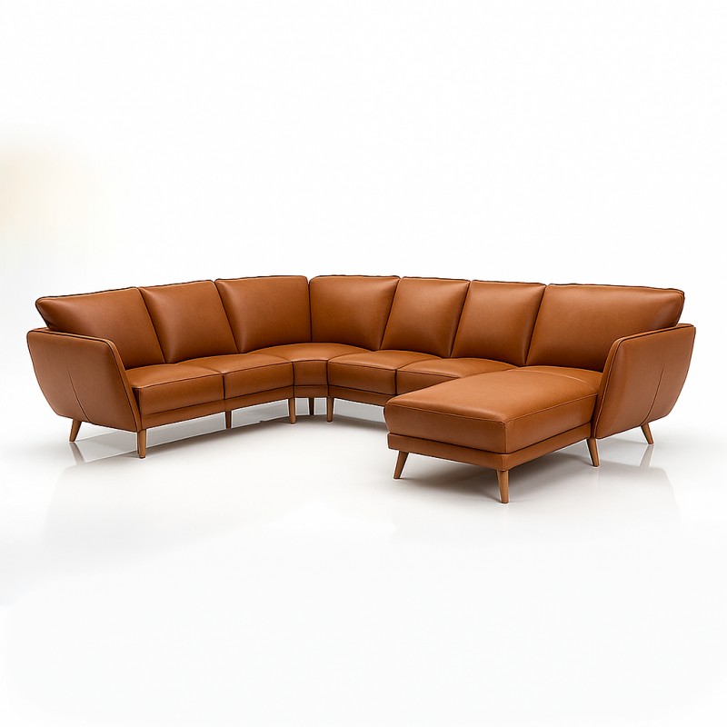 Liam Læderhjørnesofa Cognac - Højrevendt