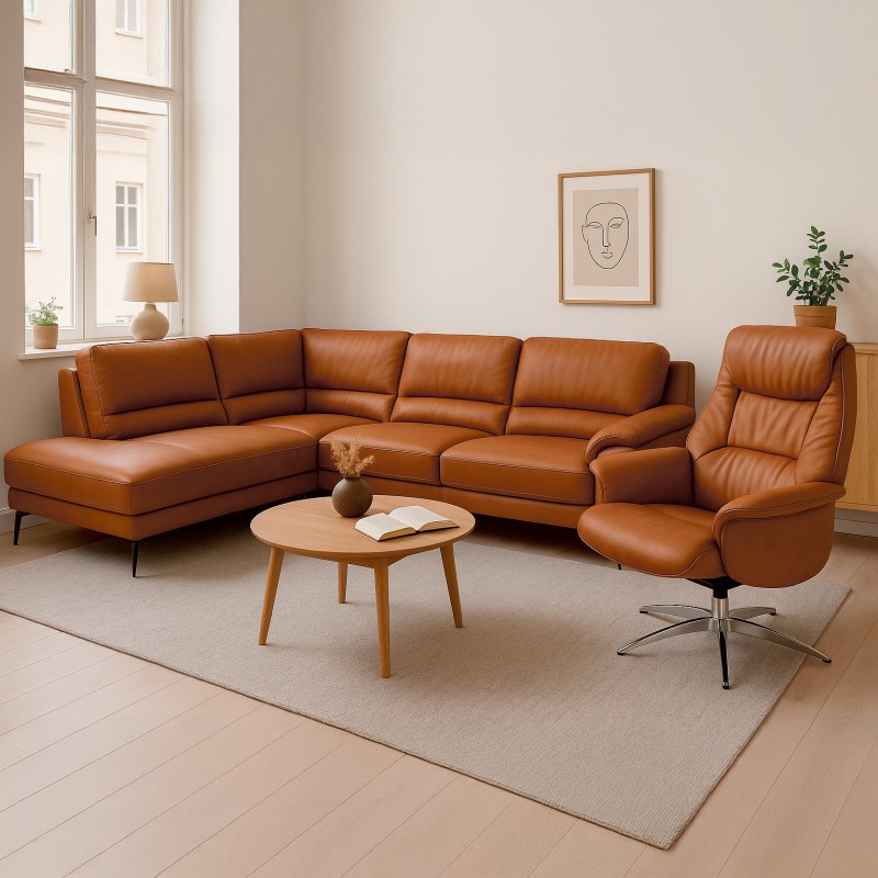 Agedrup Læderhjørnesofa - Venstrevendt