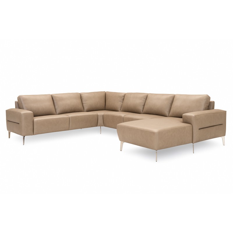 Almind læder hjørnesofa med chaiselong Højrevendt