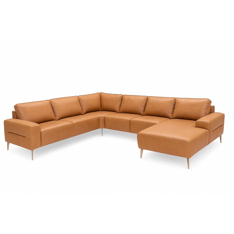 Almind læder hjørnesofa med chaiselong Højrevendt