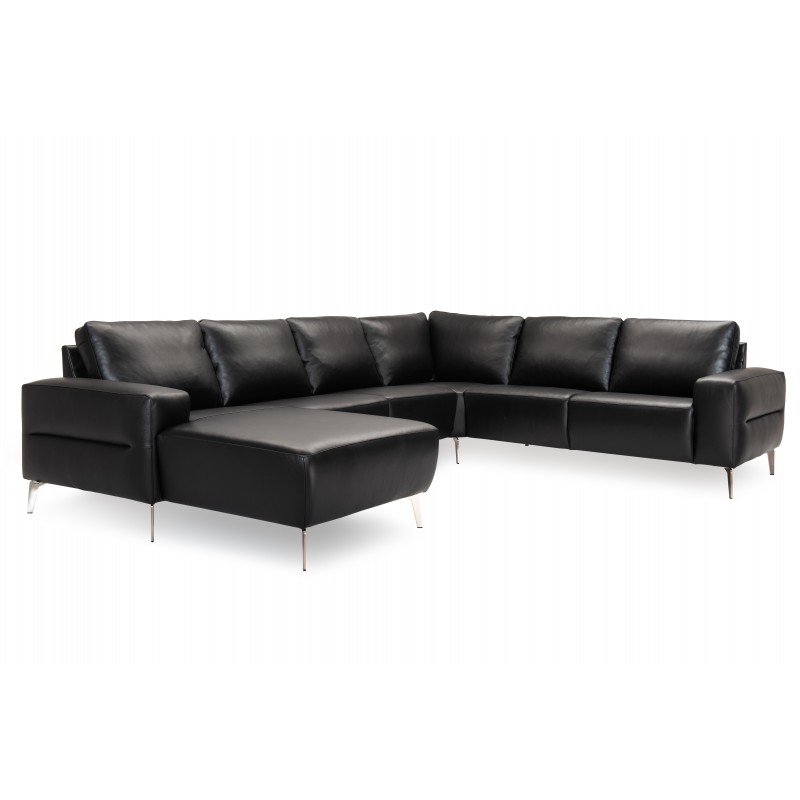 Almind læder hjørnesofa med chaiselong Venstrevendt