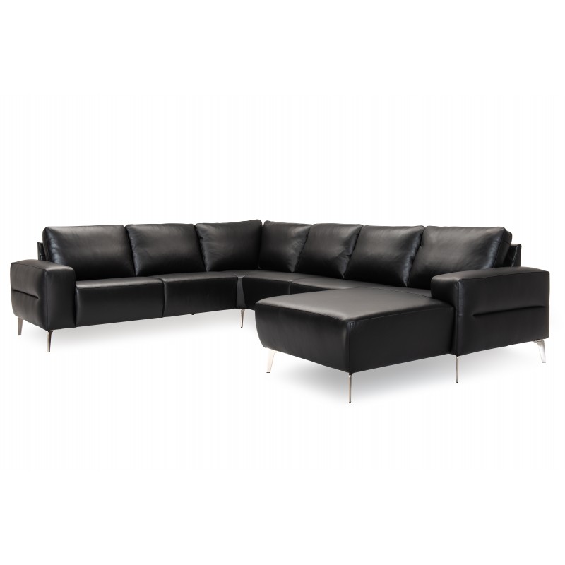 Almind læder hjørnesofa med chaiselong Højrevendt