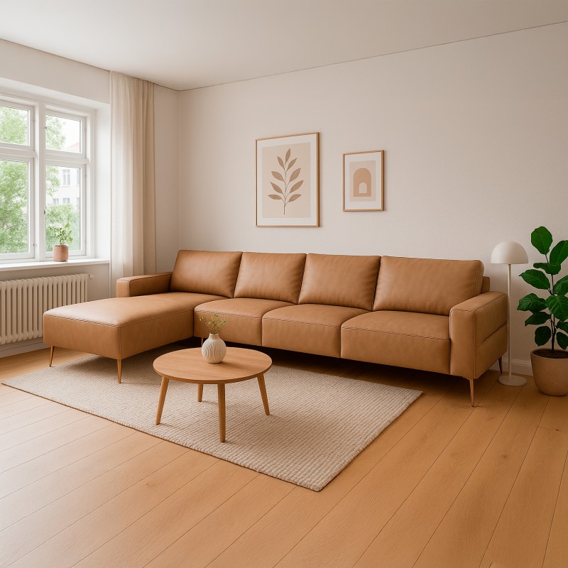 Almind læder chaiselongsofa venstrevendt