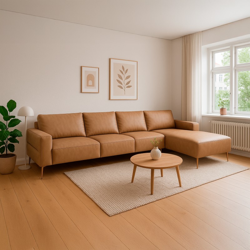 Almind læder chaiselongsofa højrevendt