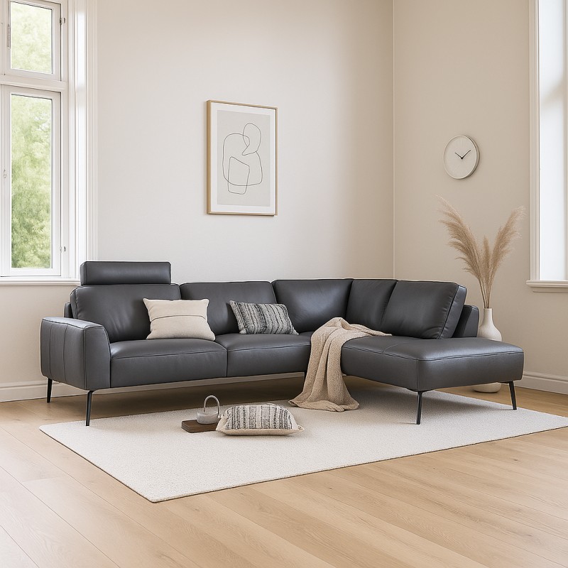 Copenhagen LæderHjørnesofa - Højrevendt