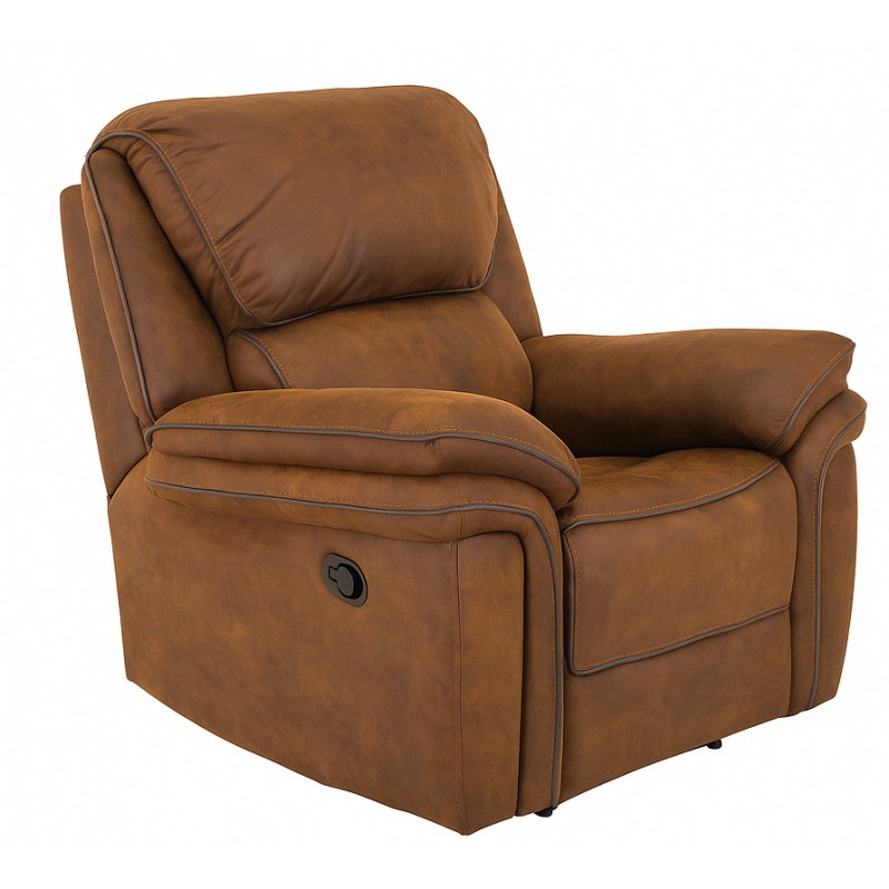 Christopher Recliner Lænestol - Cognac Ruskindsblød mikrofiber