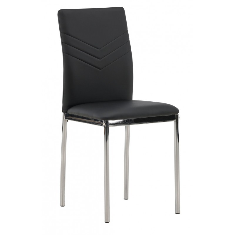 Lily Spisebordsstol  - Sort med forkromet stål ben