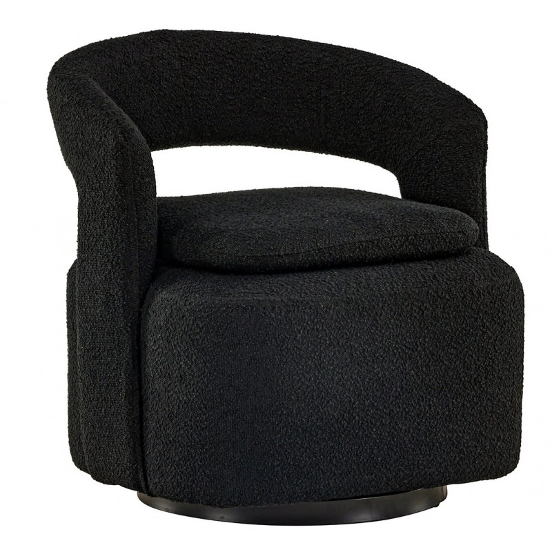 VENTURE DESIGN Laurel lænestol, m. armlæn - sort bouclé og sort stål