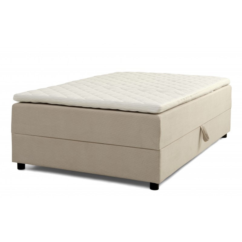 Børkop 7-Zonet 140x200 cm Boksmadras seng med opbevaring Beige Fløjl