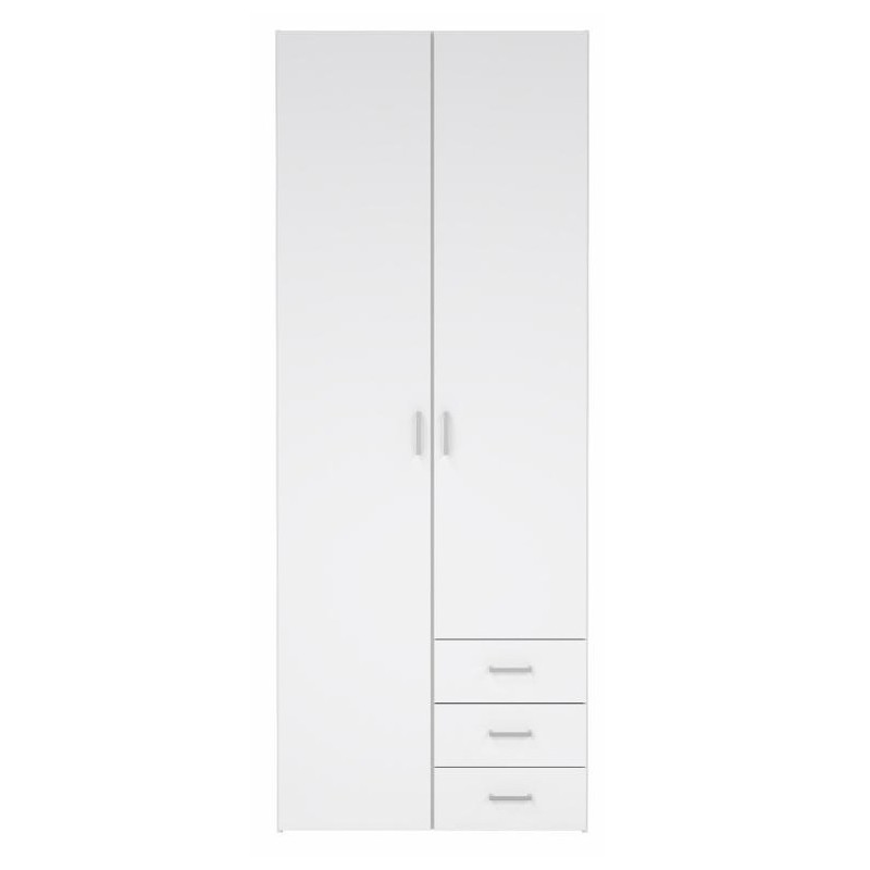 TVILUM space garderobeskab - træ i hvid laminat, rektangulært med 2 låger og 3 skuffer