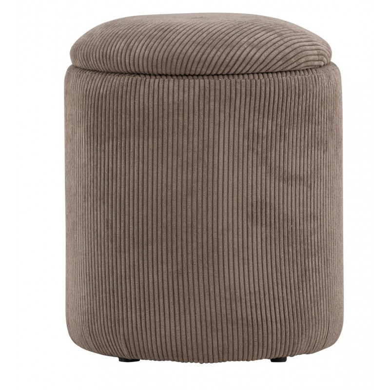 Limpen puf Ø32cm fløjl med opbevaring brun