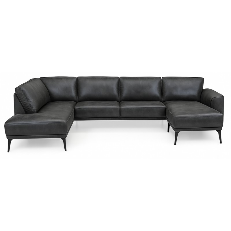 Ishøj læder U-sofa Højrevendt
