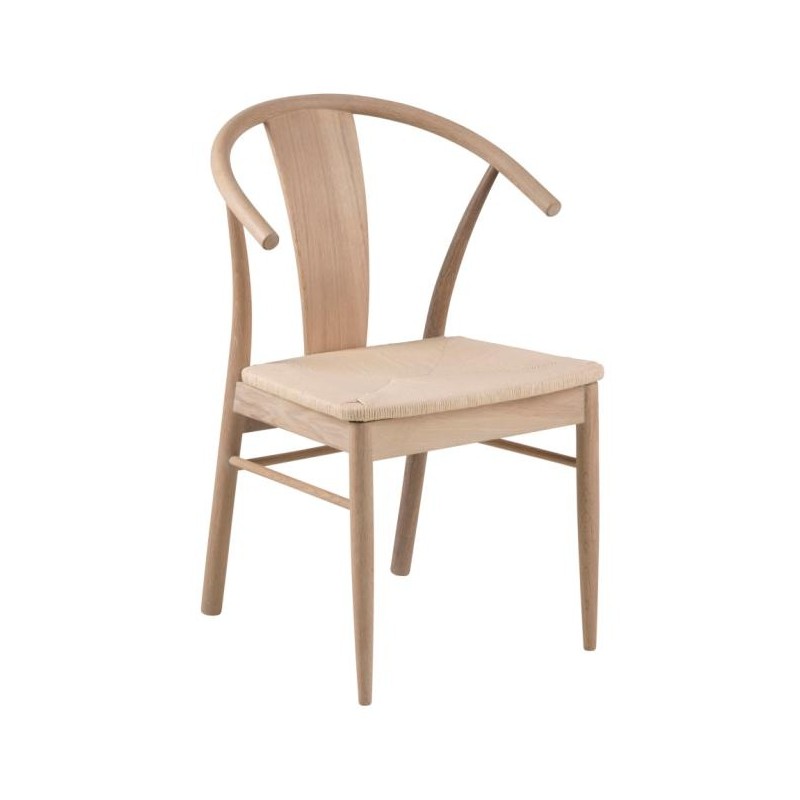 Spisebordsstol med armlæn Signature Yavina elfenbenshvid papirflet hvidolieret eg