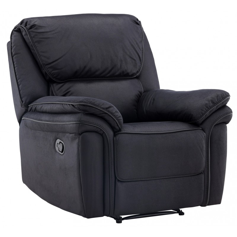 Christopher Recliner Lænestol  - Sort Ruskindsblød mikrofiber billede