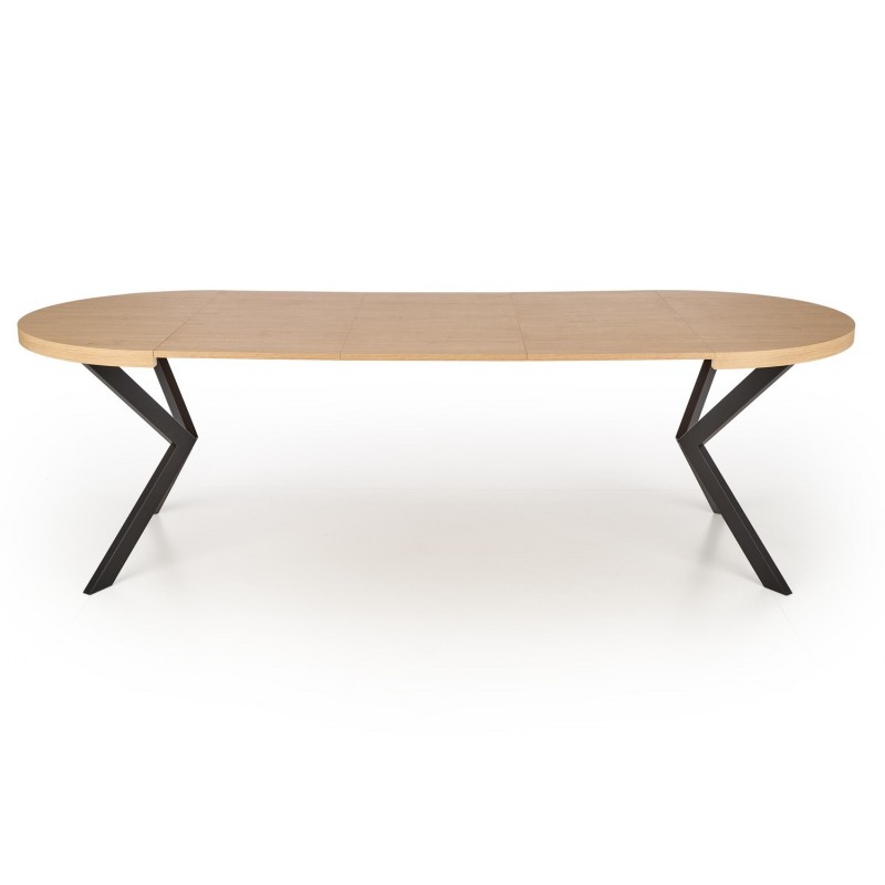 PERONI Ovalt spisebord med udtræk 100cm udvides til 250cm - Gylden eg/Sort