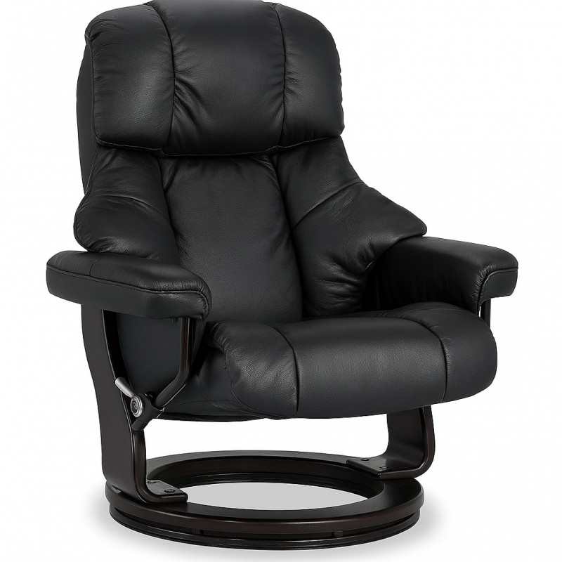 2 x Crown Lænestole med skammel Læder - sort