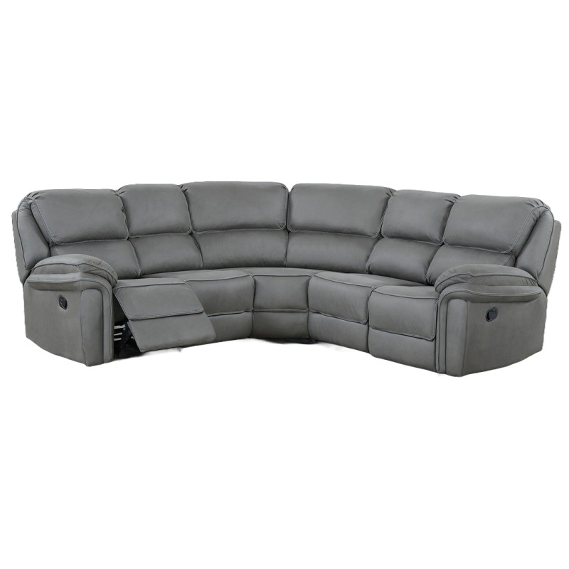 Christopher hjørnesofa med 2 x Recliner - Grå Ruskindsblød mikrofiber