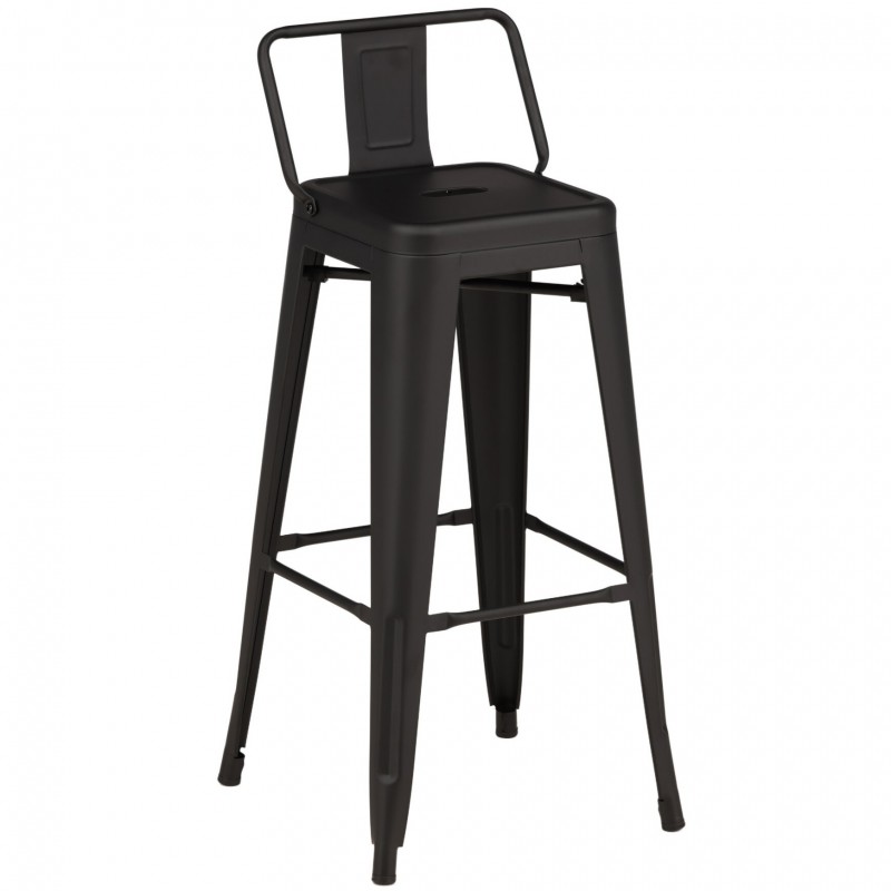 VENTURE DESIGN Tempe barstol, m. ryglæn og fodstøtte - matsort stål