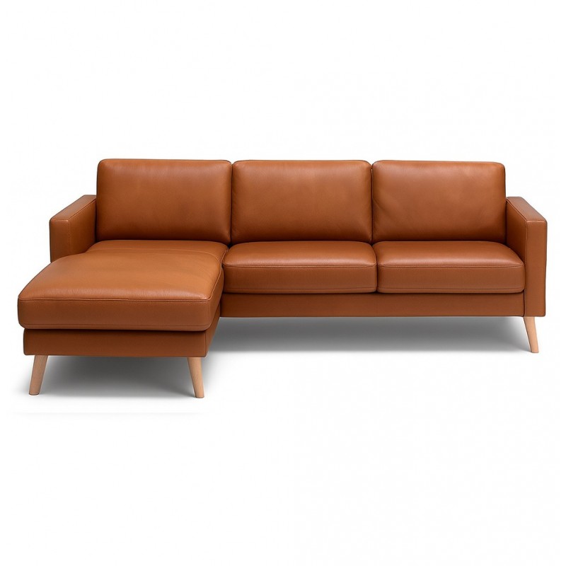 Hvidovre chaiselong lædersofa Venstrevendt