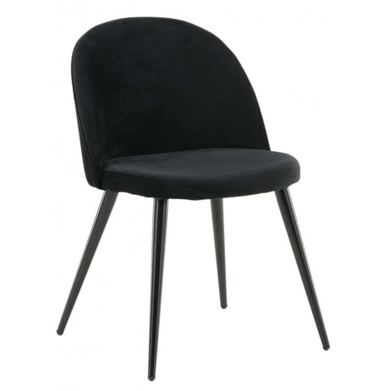 Velevet Spisebordsstol - Sort velour