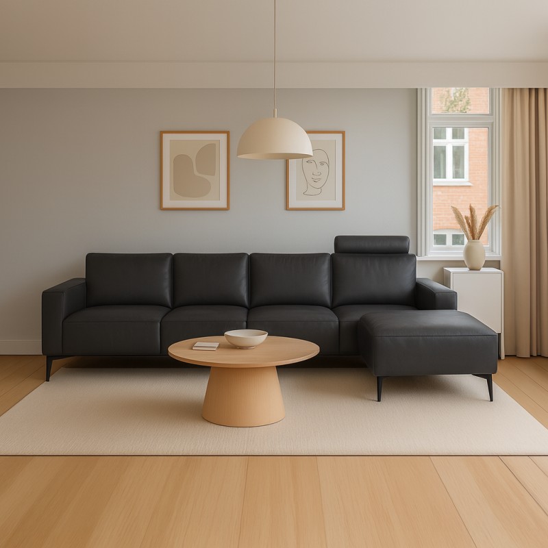 Copenhagen læder chaiselongsofa Højrevendt