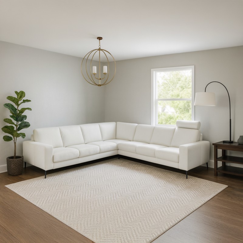 Hadsten Hvid Læder hjørnesofa