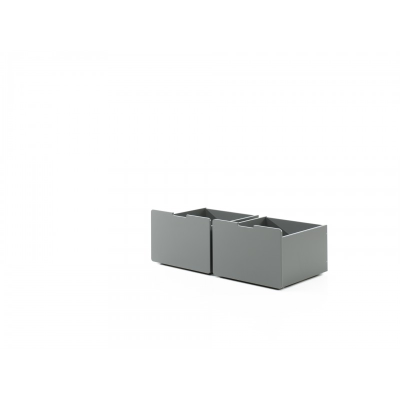 Legetøjskasse med skuffer – Pino, grå (sæt af 2)