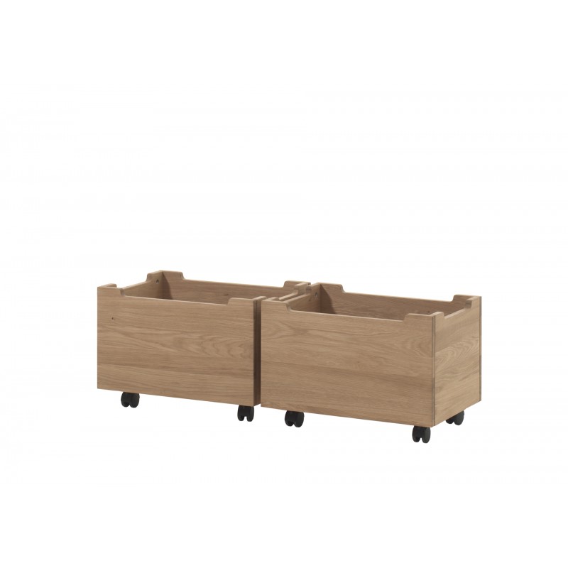 Legetøjskasse på hjul i eg – Forrest Oak, sæt med 2