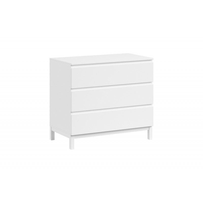 Kommode med 3 skuffer – Eva, hvid (90 × 200 cm)