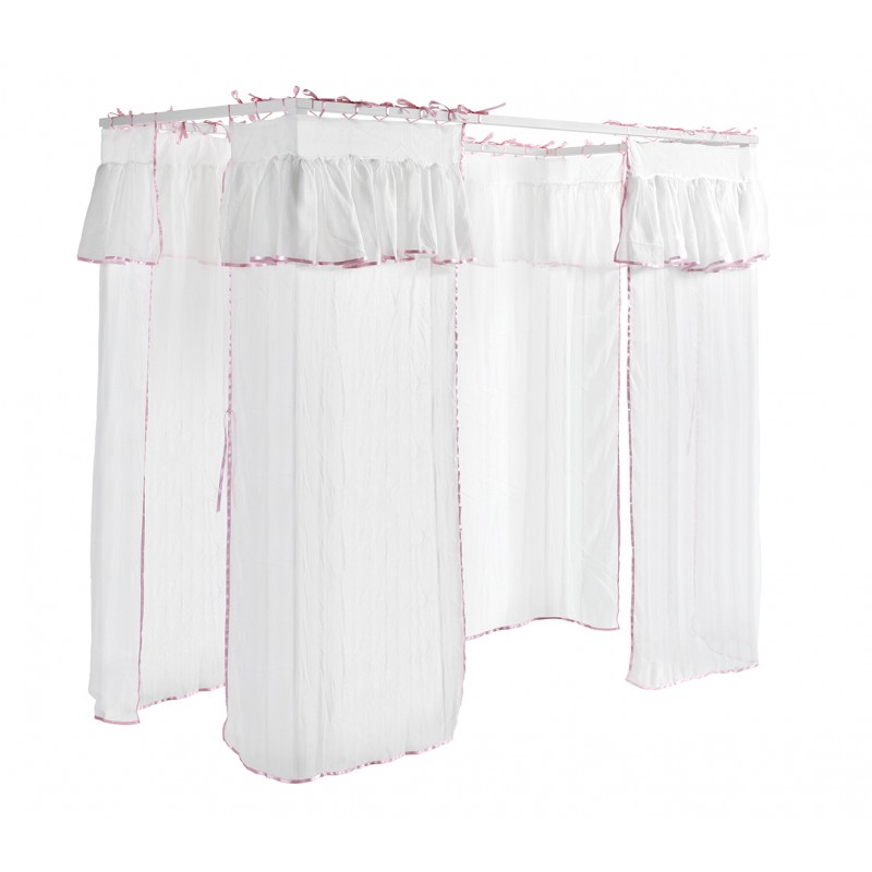 Himmelset til seng – Amori tekstil, lyserød kant