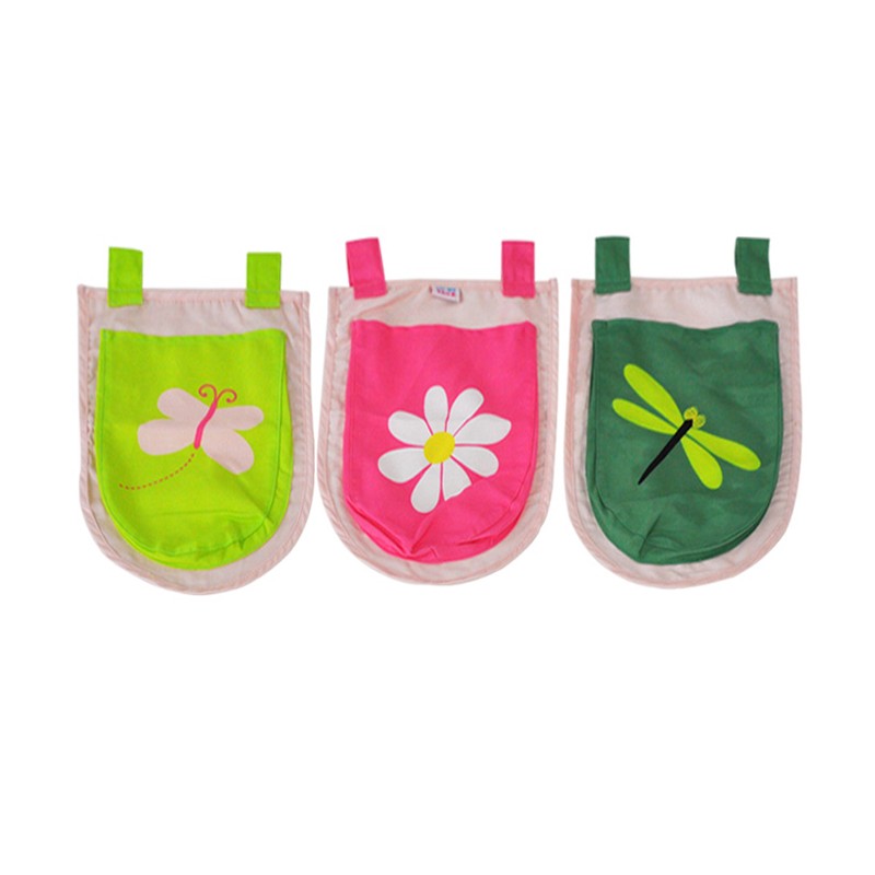 Opbevaringslommer til mellemhøj seng – Forår, lyserød (3 stk.)