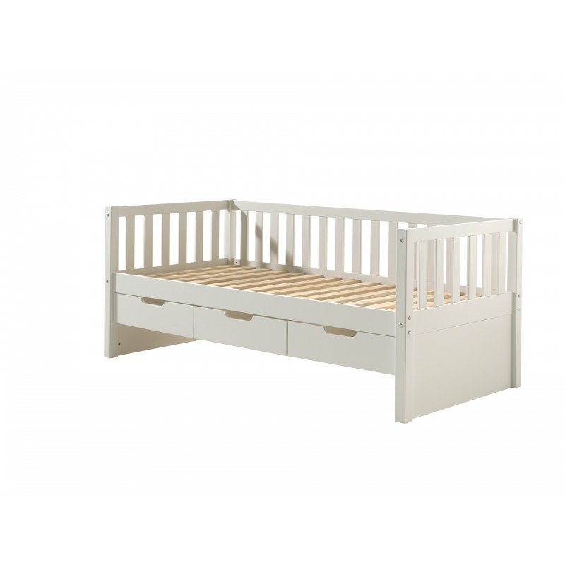 Seng med skuffer 90 x 200 cm – Fritz, hvid