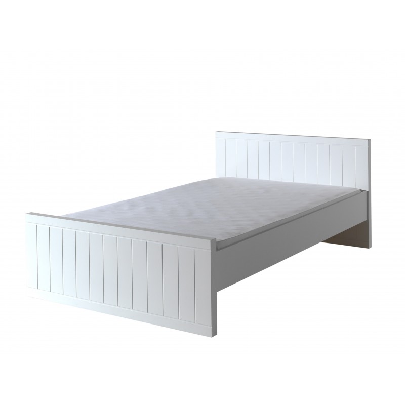 Seng 120x200 – Robin i hvid MDF med lamelbund