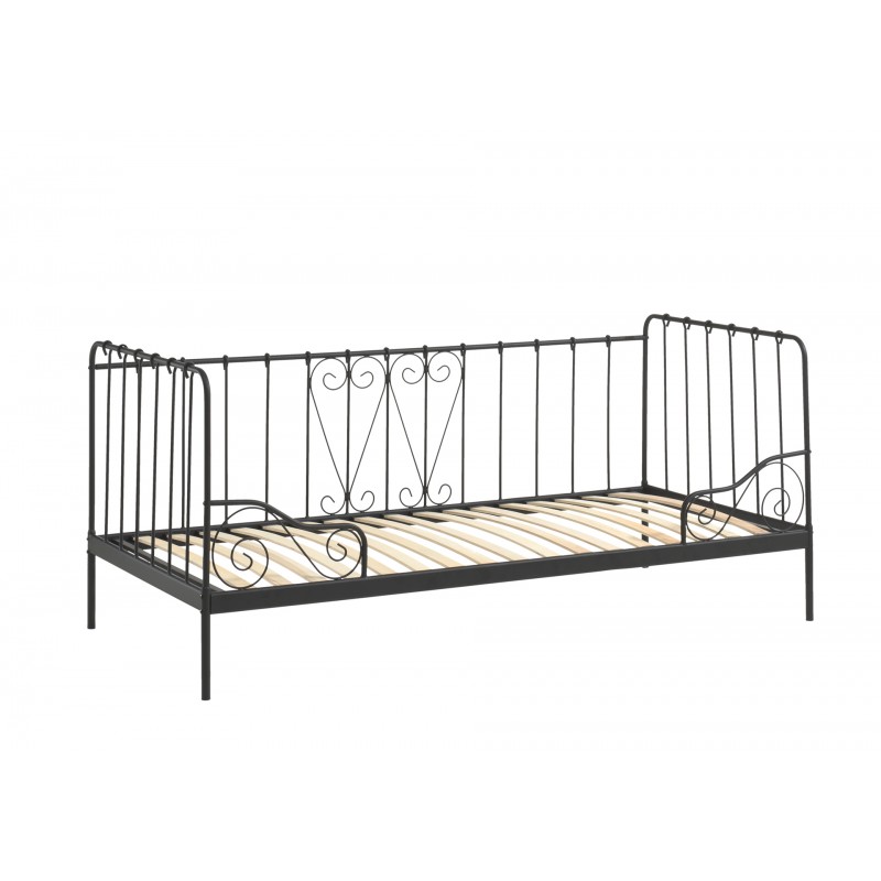 Enkeltseng daybed 90 x 200 cm – Alice, sort metal