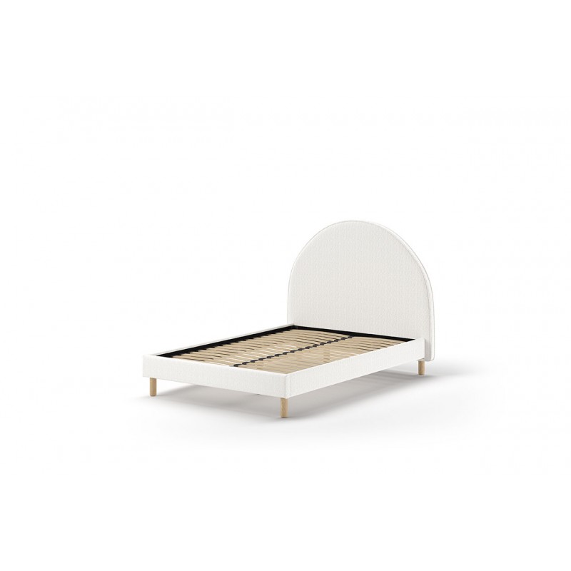 Seng 140 x 200 cm bouclé – Moon, hvid