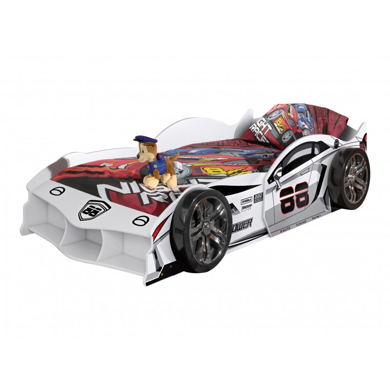 Børneseng bil 90 x 200 cm – hvid CARBEDS