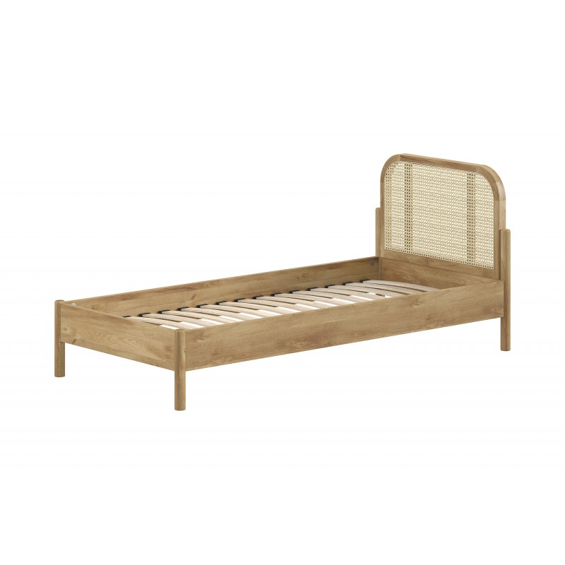 Enkeltseng i eg med rattan – Olive 90 x 200 cm